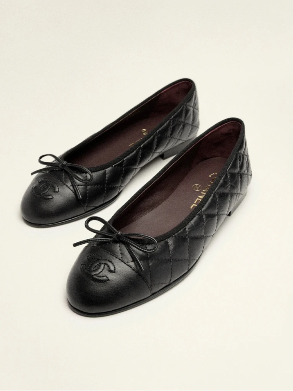 chanel ballet flat all black